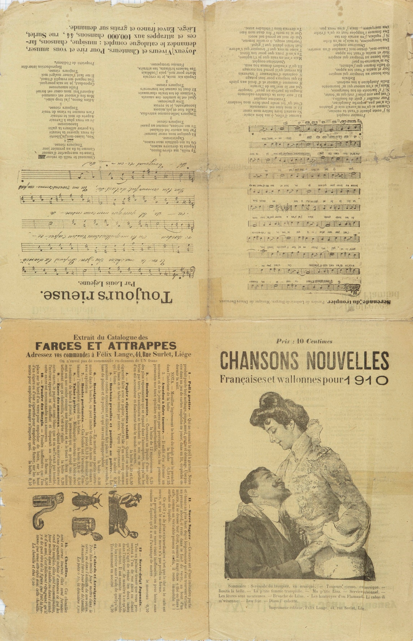 Chansons nouvelles françaises et wallonnes pour 1910