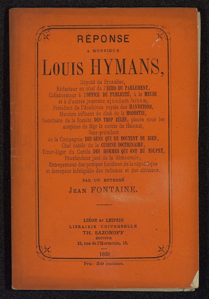 Réponse à Monsieur Louis Hymans
