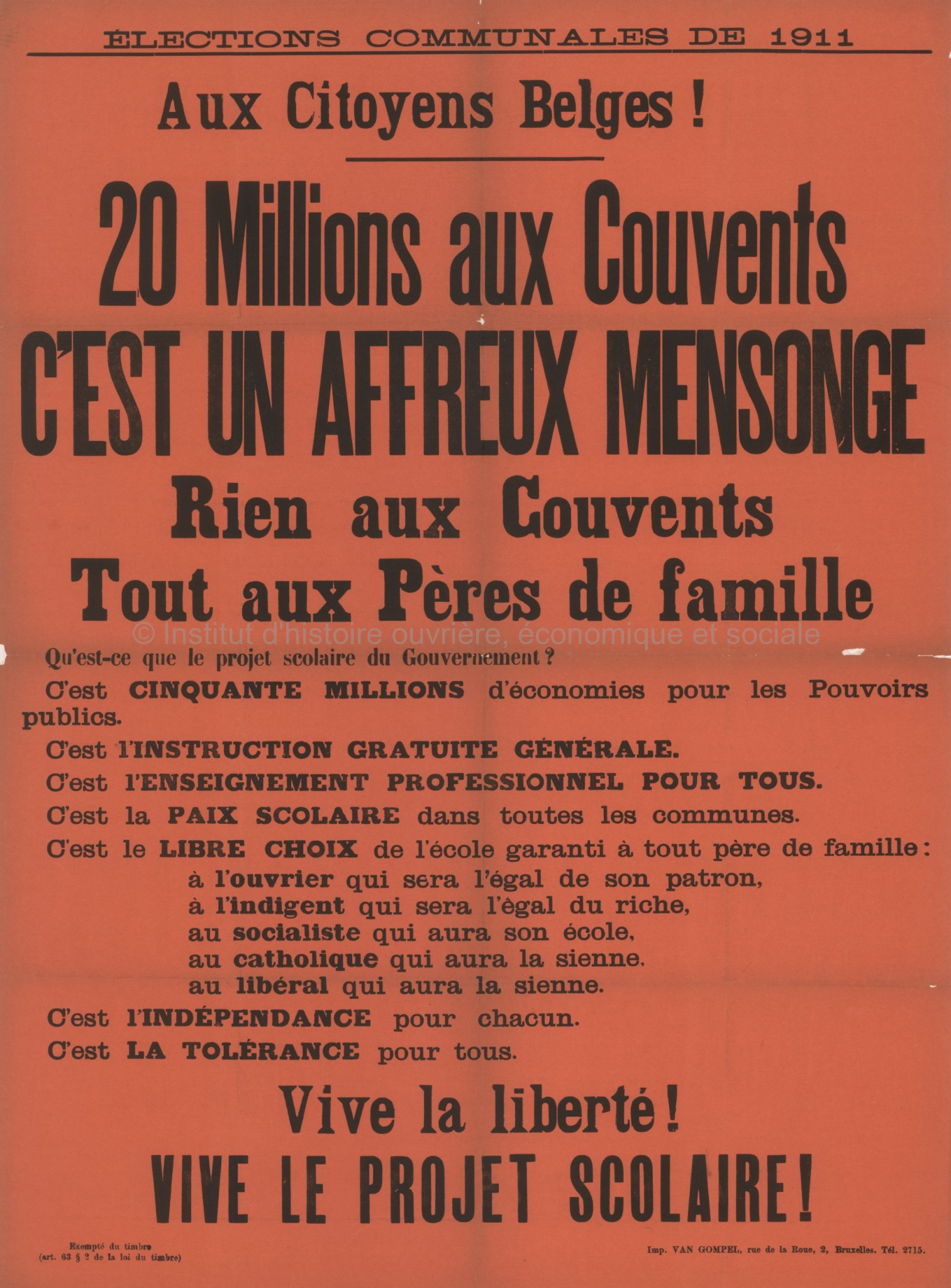 Affiche - Élections communales de 1911