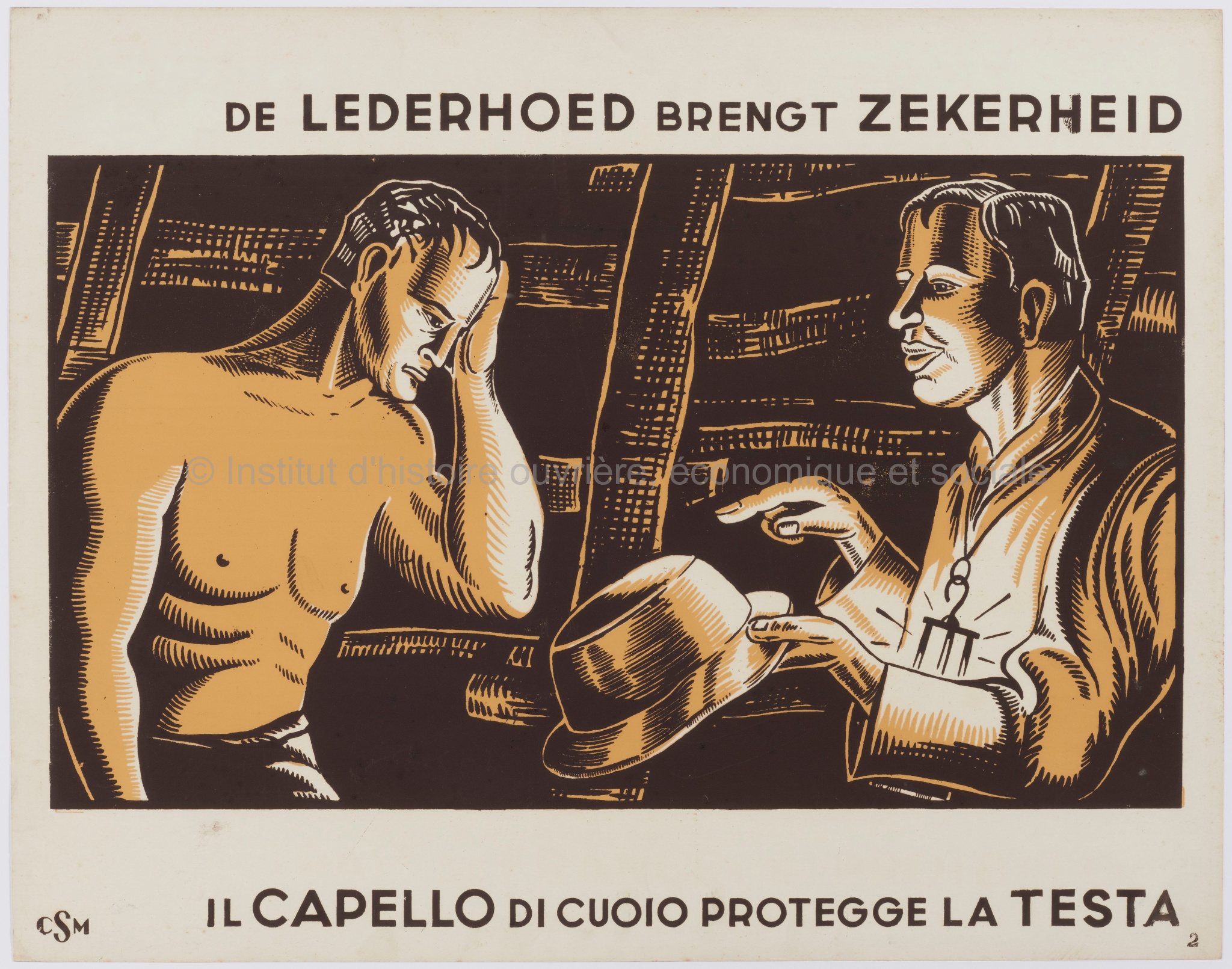 De lederhoed brengt zekerheid = Il capello di cuoio protegge la testa