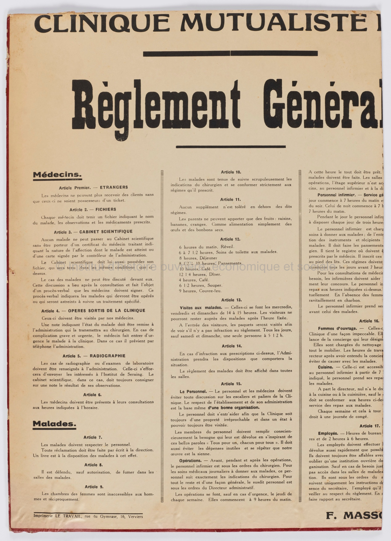 Clinique mutualiste [...] : règlement général