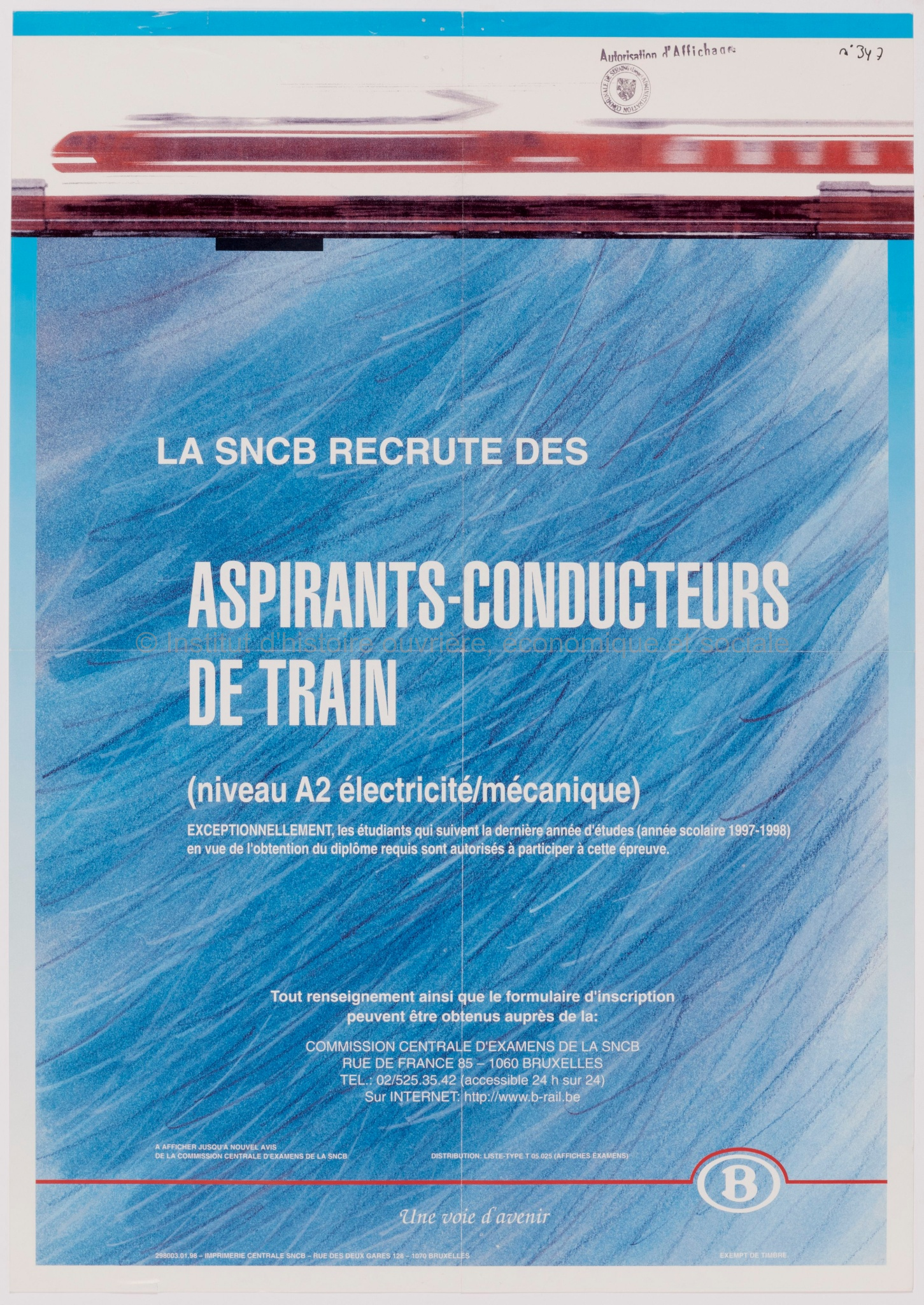 La SNCB recrute des aspirants-conducteurs de train (niveau A2 électricité/mécanique)