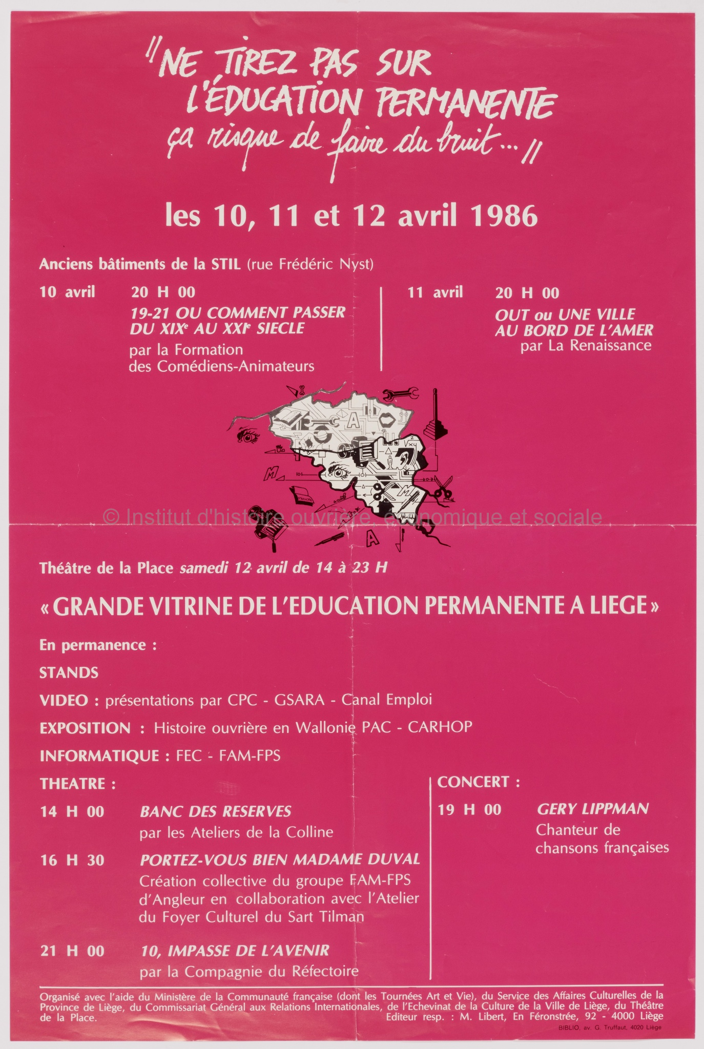 "Ne tirez pas sur l'éducation permanente : ça risque de faire du bruit" : les 10, 11 et 12 avril 1986