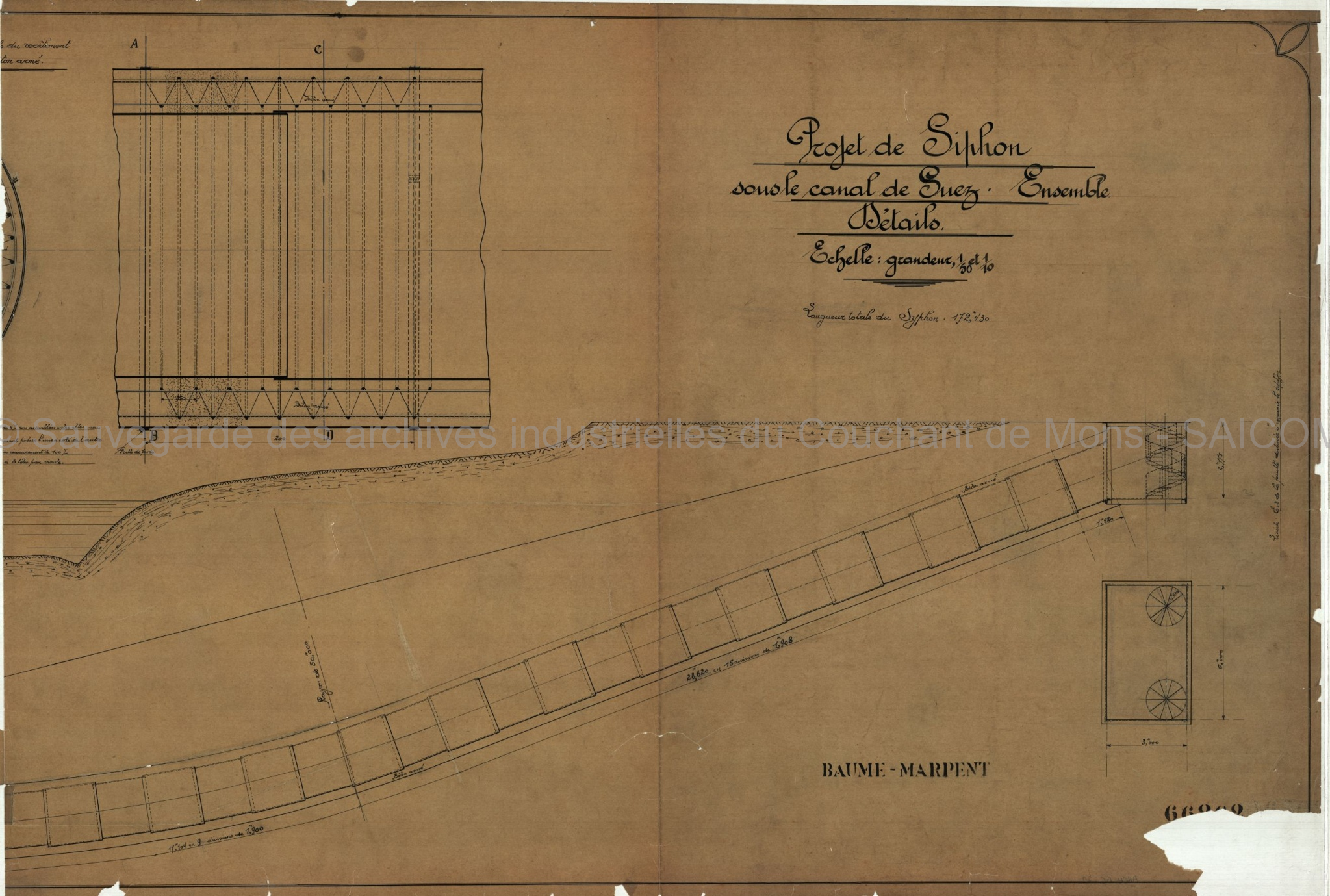 Projet de siphon sous le canal de Suez, Ensemble, Détails 