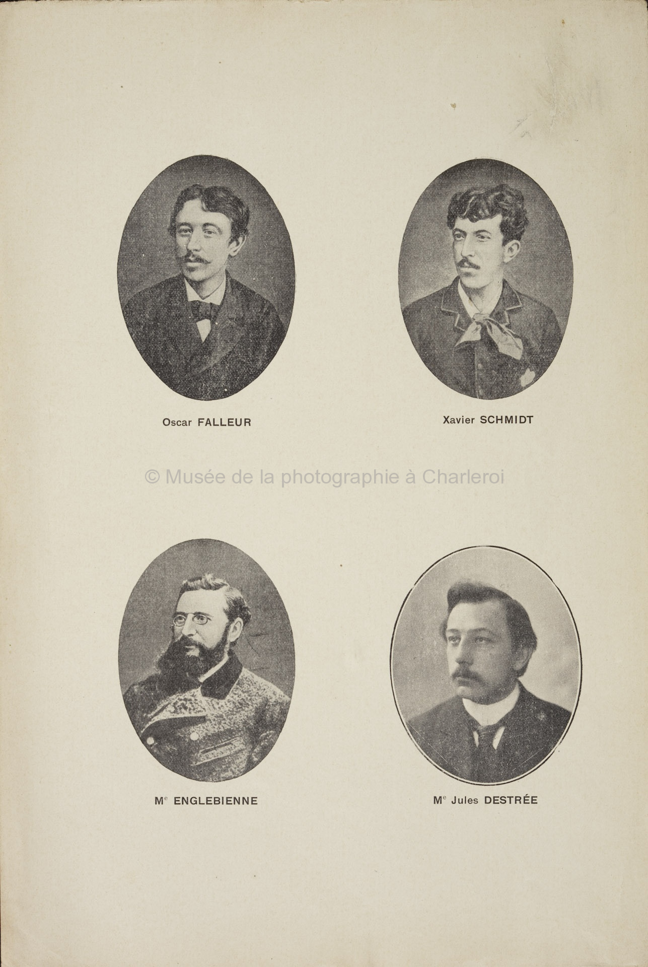 Portrait d'Oscar Falleur, Xavier Schmidt, Adolphe Englebienne, Jules Destrée
